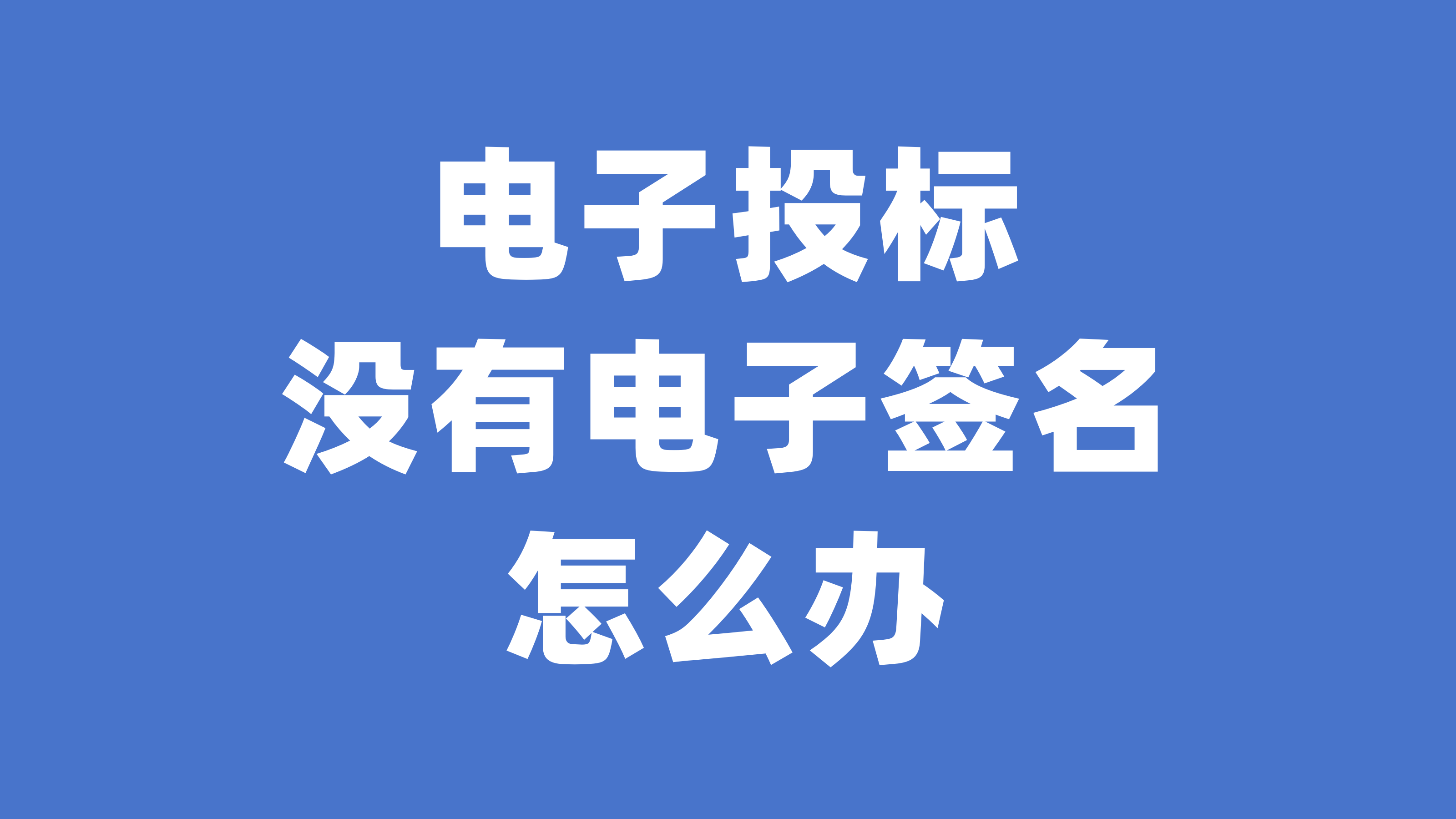 电子投标，没有法定代表人和授权代表的电子签名怎么办？