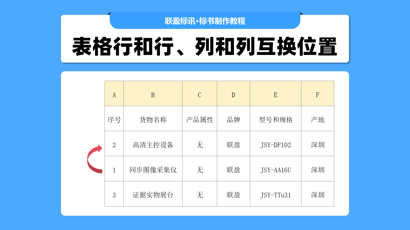 标书里面的表格中“行和行”或者“列和列”位置互换的技巧